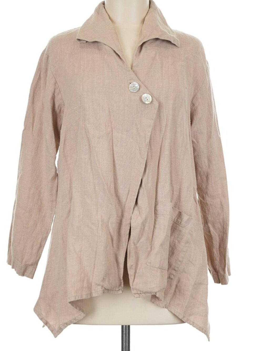 Christopher Calvin Size M wear as a top or a blazer Tan Linen w pockets L